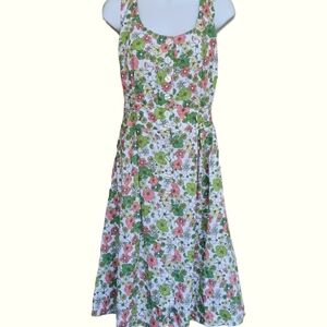 Modcloth NWT 1X Button Front Floral Linen Blend Dress